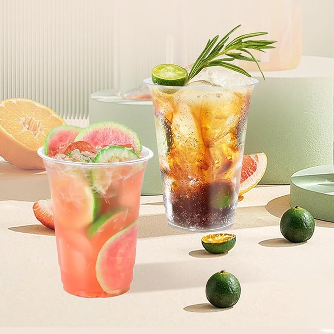 12 oz Clear Plastic Cups, 300 Count Disposable Coffee Cups No Lids, 12 Ounce Cold Plastic Party Cup Bulk, PET Clear Cup for Iced Coffee, Smoothie, Cold Beverage