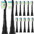 Replacement Heads Compatible with Philips Sonicare Toothbrush C1 C2 C3 A3 W3 G2 G3 4100 5100 6100 1100 2100 3100, Toothbrush Heads Brush Head, 12 Black