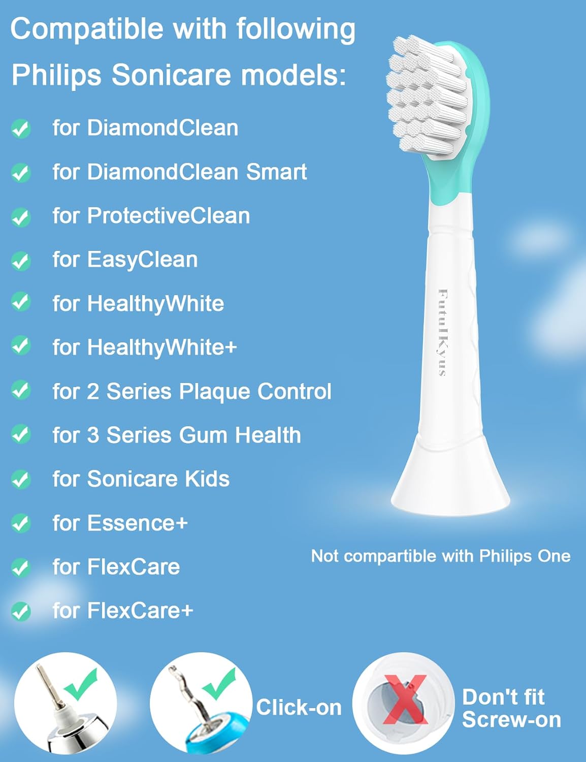 Kids Replacement Heads for Philips Sonicare: 3+ Years Old Children Soft Electric Toothbrush Compact Child Brush Head for Boys Girls, Pink & Blue 8 Pack