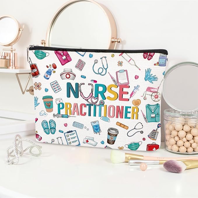 Nurse Practitioner Gifts Makeup Bag for Women, Nurse Appreciation Gift Cosmetic Bag Supplies Medical Np Nurse Graduation Gift Nurses Doctors Ursing Students
