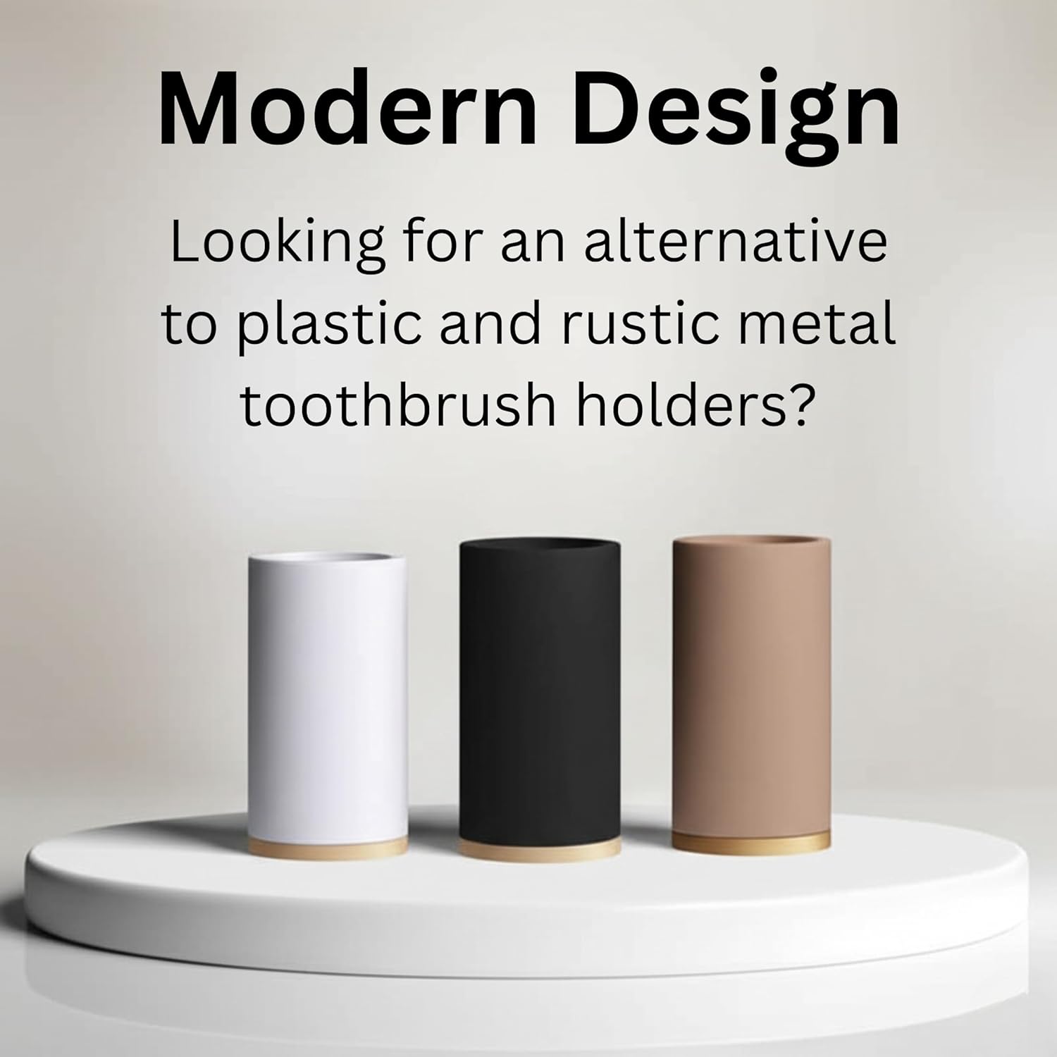 Matani Diatomite & Bamboo Toothbrush Holder - Quick-Drying, Water-Absorbent Stand with Removable Base & Drain Holes for Bathroom Countertop (Beige)