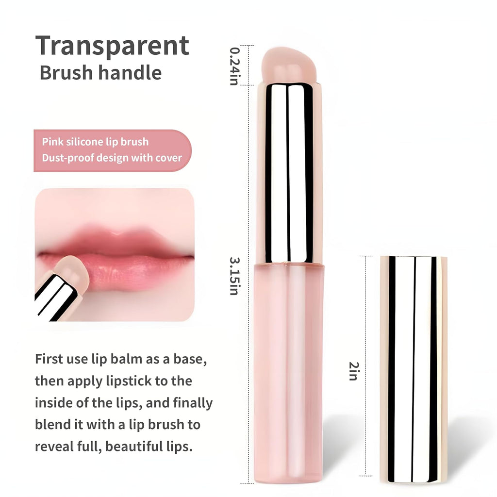 2pcs Silicone Lip Brush, Suitable for Even Application of Lipstick Lip Balm Lip Gloss, Soft Silicone Material, Hygienic, Convenient and Easy to Clean, Enhances Lip Care (Prink)