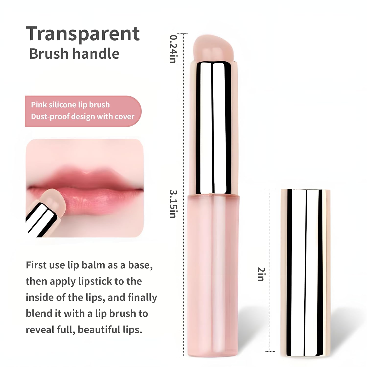 2pcs Silicone Lip Brush, Suitable for Even Application of Lipstick Lip Balm Lip Gloss, Soft Silicone Material, Hygienic, Convenient and Easy to Clean, Enhances Lip Care (Prink)