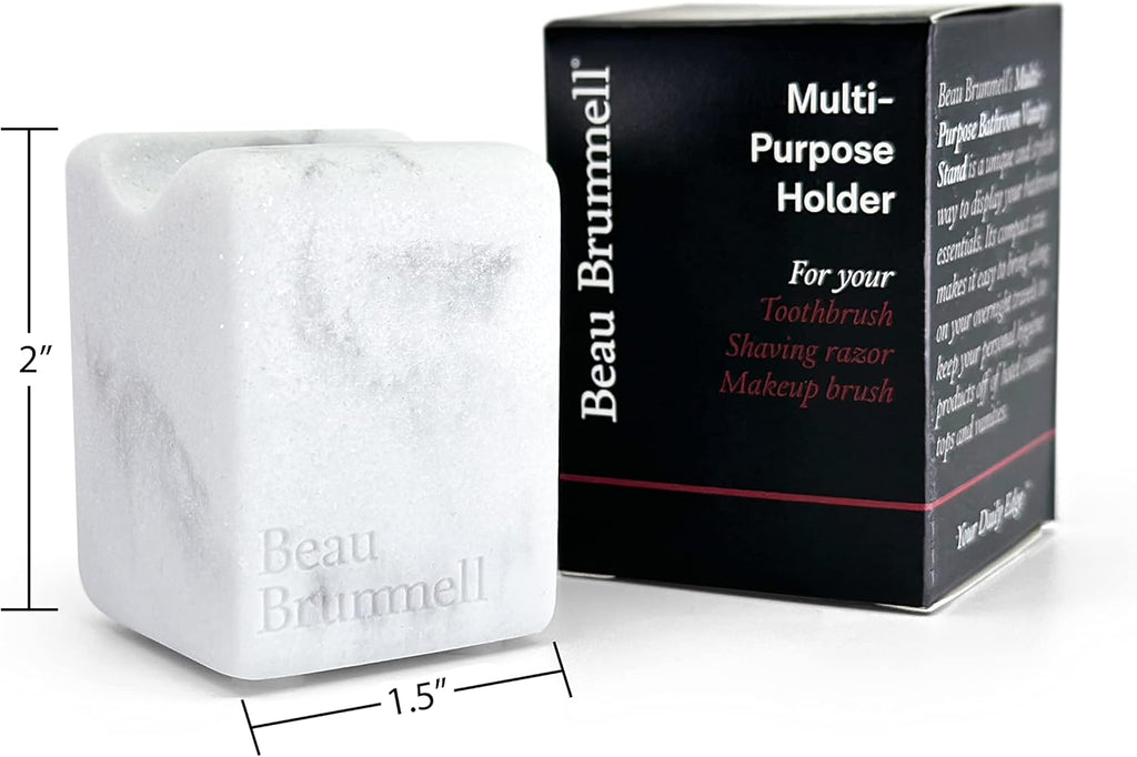 Multi-Purpose Bathroom & Desk Stand Holder | for Toothbrush, Shaving Razor, Makeup Brush, Pen, Pencil | Great for Travel & Home Use | 2" H x 1.5" W x 1.5" D | 1-Pack