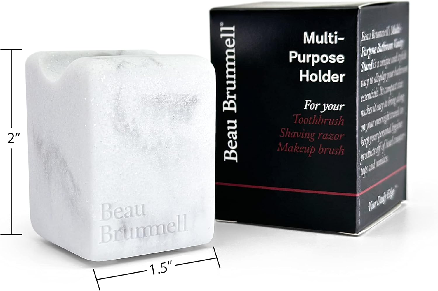 Multi-Purpose Bathroom & Desk Stand Holder | for Toothbrush, Shaving Razor, Makeup Brush, Pen, Pencil | Great for Travel & Home Use | 2" H x 1.5" W x 1.5" D | 1-Pack