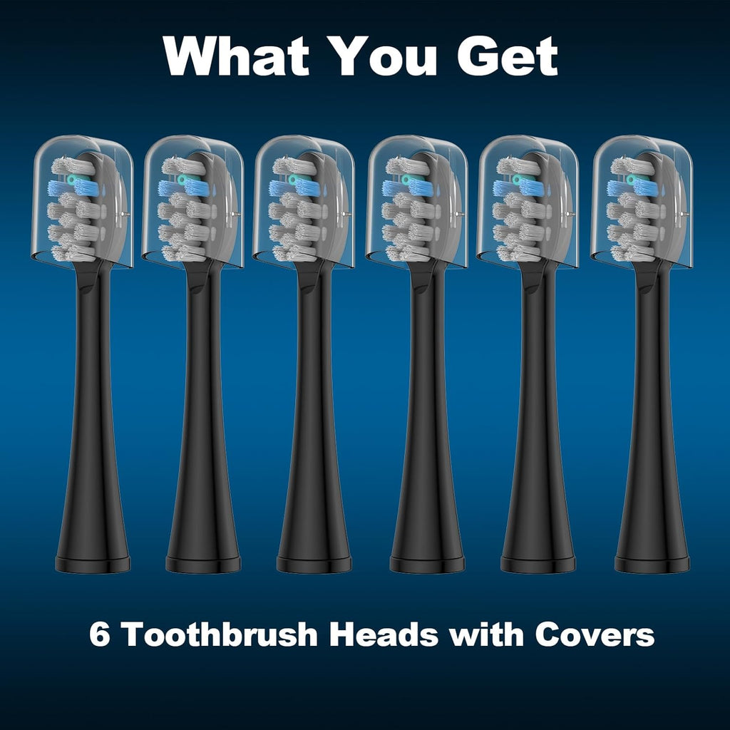 6 Pack Toothbrush Replacement Heads Compatible with WaterPik Sonic Fusion 2.0, FitMount Flossing Brush Head Fit for Water-Pic SF-01W SF-02W and 2.0 SF-03 SF-04