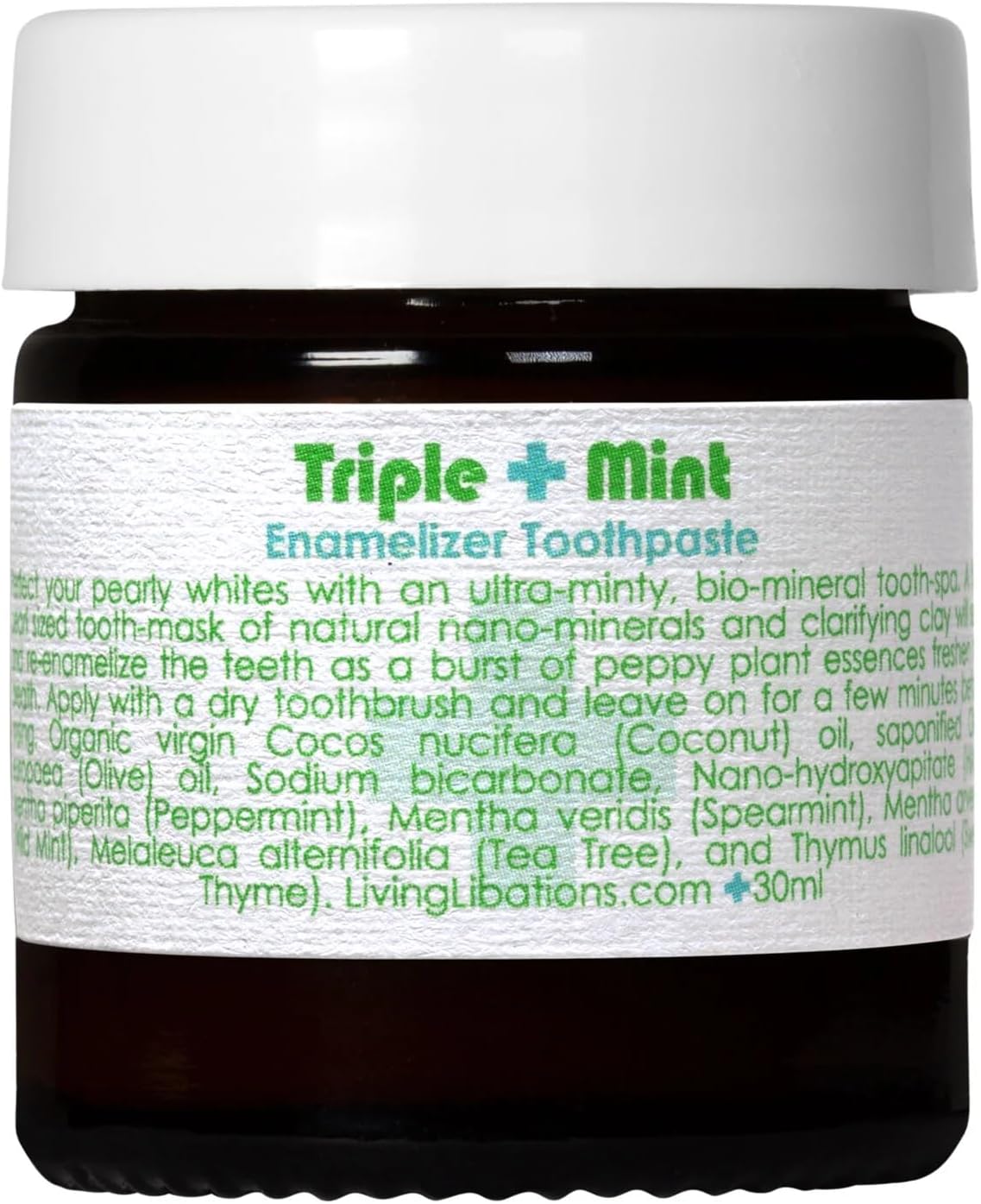 Living Libations - Organic Triple Mint Enamelizer Toothpaste | Natural, Wildcrafted, Vegan Clean Beauty (1 oz | 30 ml)
