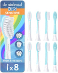 demirdental Kids Toothbrush Heads Compatible with Philips Sonicare Kids Toothbrush Heads - Replacement Heads Sensitive - Brush Heads from Ages 7 to 10 - Turquoise - Replaces HX6048-8 Pack