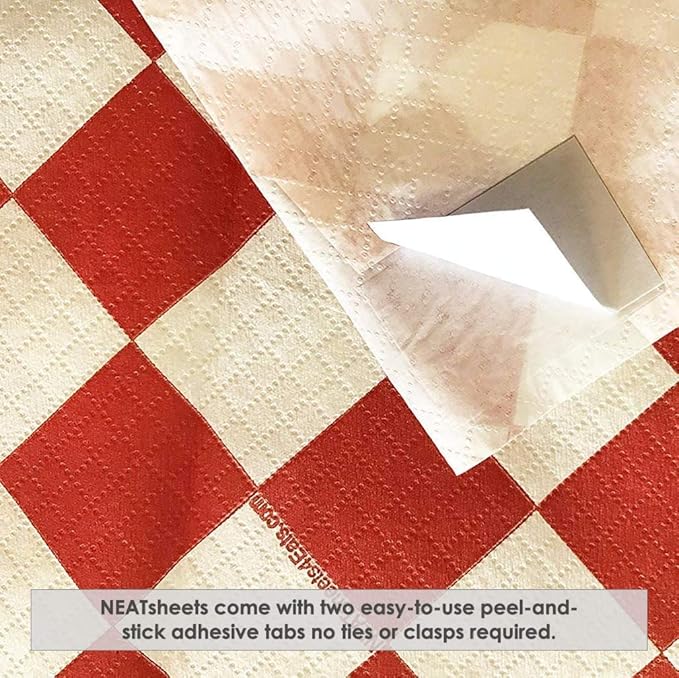 Disposable Bibs for Adults, Kids & Elderly Senior | Adhesive Tab Eating Napkins, Personal Use, Home Care, Business | Spill Absorbent, Stain Liquid Repellent | Red & White Diamond, 400 Count