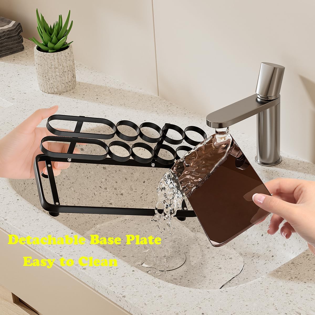 Toothbrush Holders for Bathrooms, Metal Electric Toothbrush and Toothpaste Organizer, Vanity Countertop Bathroom Accessories Organizer Storage, Black