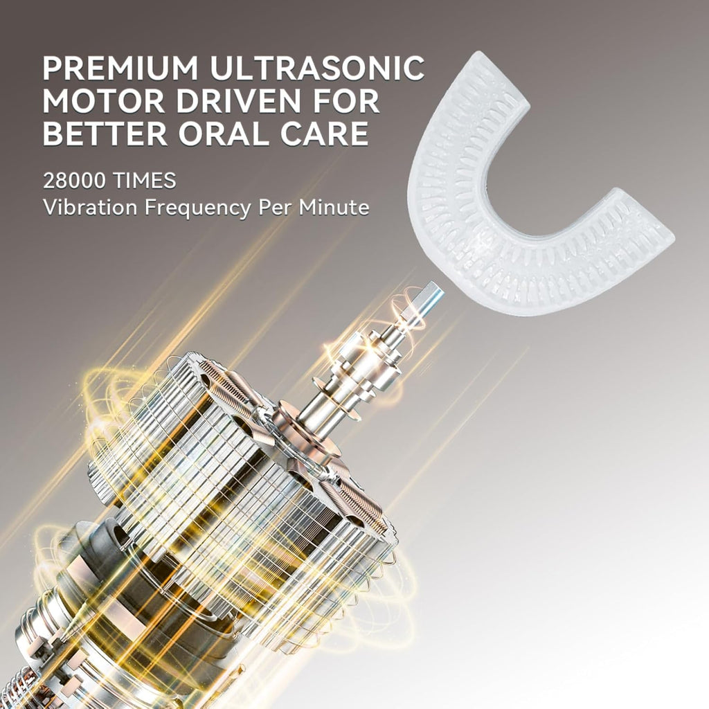 Adult Sonic Automatic Electric Toothbrush, 360° Oral Cleaning Stain Whitening, IPX7 Waterproof Rechargeable, u-Shape Brush Head*3+Straight Handle Brush Head*2, Suitable for Travel or Home Use (Blue)