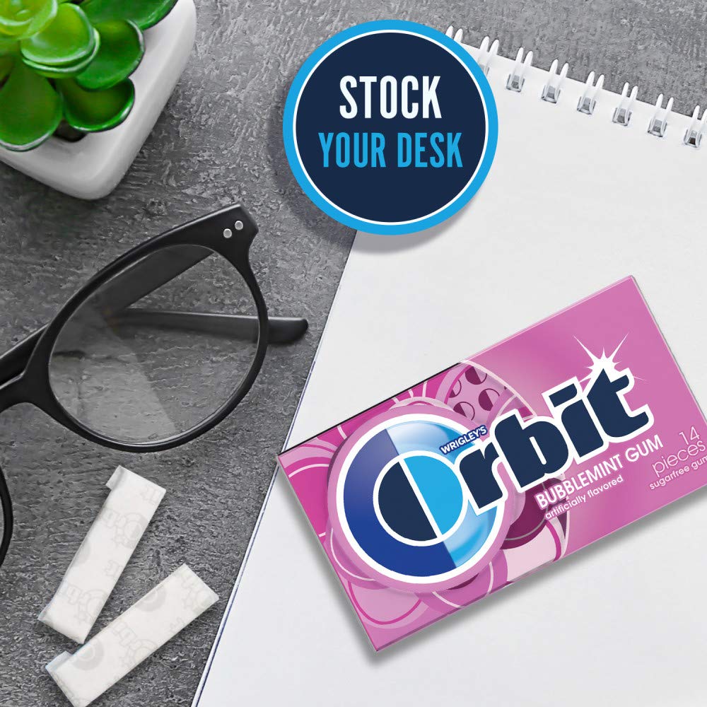 ORBIT Bubblemint Chewing Gum Sugar Free, 12 Packs of 14-Pieces (168 Total Pieces) Gum Packs Bulk