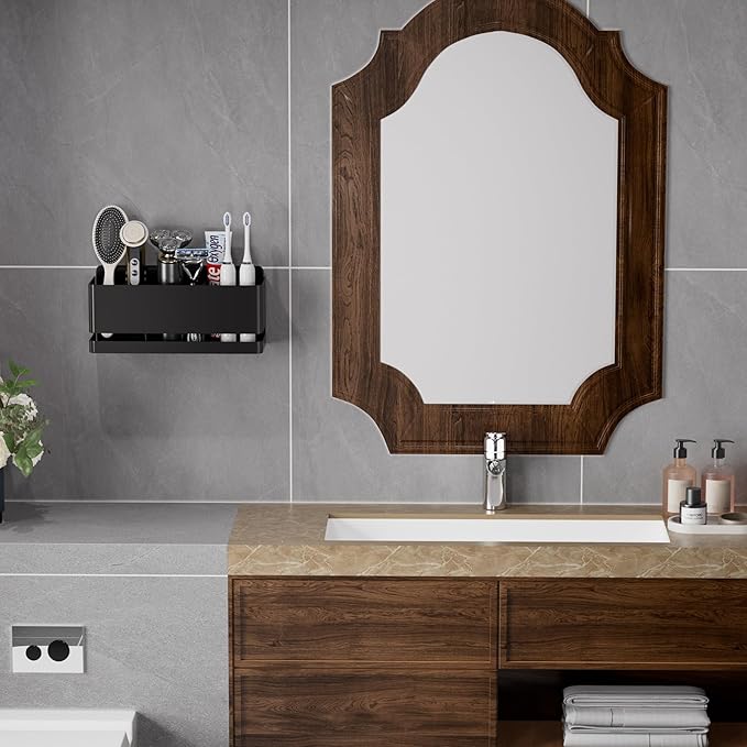 Aluminum Electric Toothbrush Holder - Bathroom Wall Mounted Toothbrush Holder (Black, Three Slot)