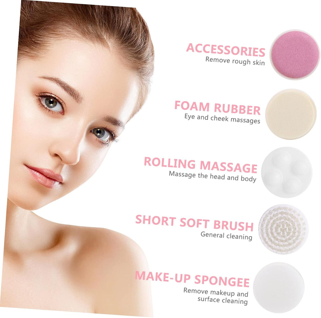 Electric Facial Cleansing Brush Heads Rotating Pore Cleaning Tool for Daily Use Rosy