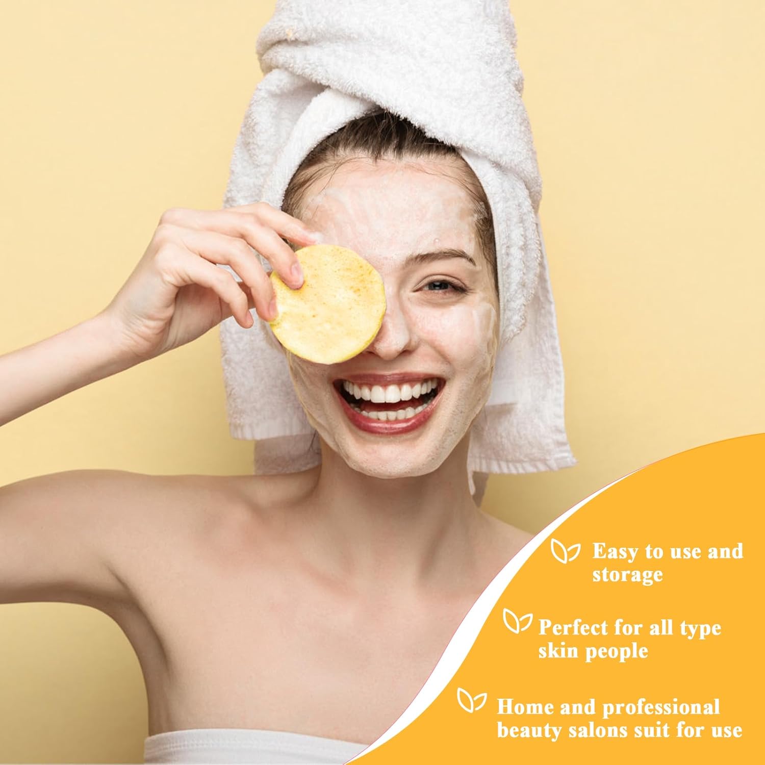 120 Pcs Facial Sponge Compressed, Luxiv Face Cleansing Sponge Estheticians Compressed Makeup Facial Sponge Round Wash Face Sponges for Women Compress Exfoliating Removal Sponge (Yellow+white)