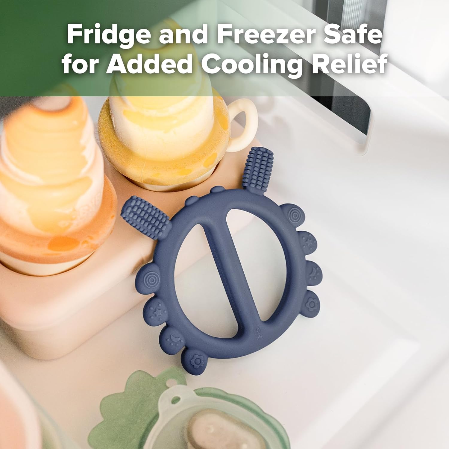 Haakaa Silicone Crab Baby Teether,Teething Toys,360°Baby Toothbrush Head for Infant Self-Brushing Training,Food-Grade Silicone,Steel Blue