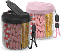 Pill Dispenser with 7 Large Compartments, 4.4" H x 3.6" Dia Pill Organizer for Travel, Supplement Organizer with Anti-Mixing Design, BPA-Free Pill Container with 20 Pcs Labels, Pink+ Black