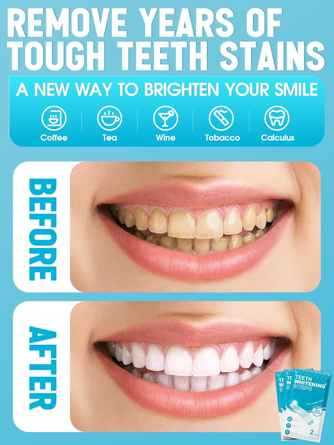 Oralfree Natural Teeth Whitening Strips - Sensitive Teeth Whitener - Enamel Safe Teeth Whitening Kit with Hydrogen Peroxide for Coffee, Wine, Tobacco, and Other Stains, 28 Strips (14 Treatment), Mint