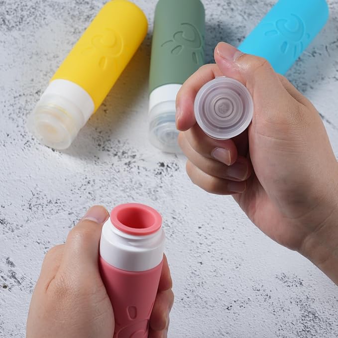 Travel Bottles for Toiletries, TSA Approved Travel Containers 3oz Leak Proof Travel Tubs Refillable Liquid Travel Accessories for Shampoo Conditioner Lotion Body Wash(Multicolored F)