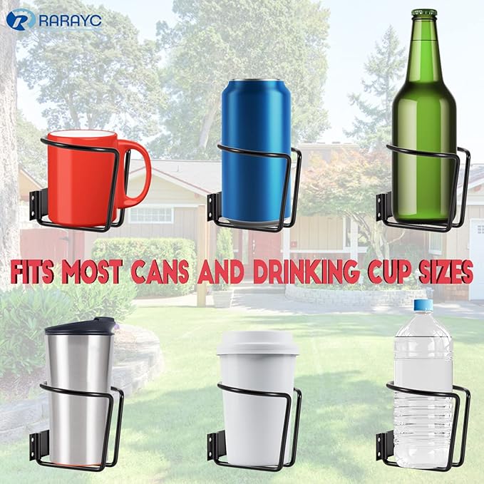 2 Pcs Wall Mounted Cup Holder for Boat Marine Yacht Truck RV Apartment Courtyard Black