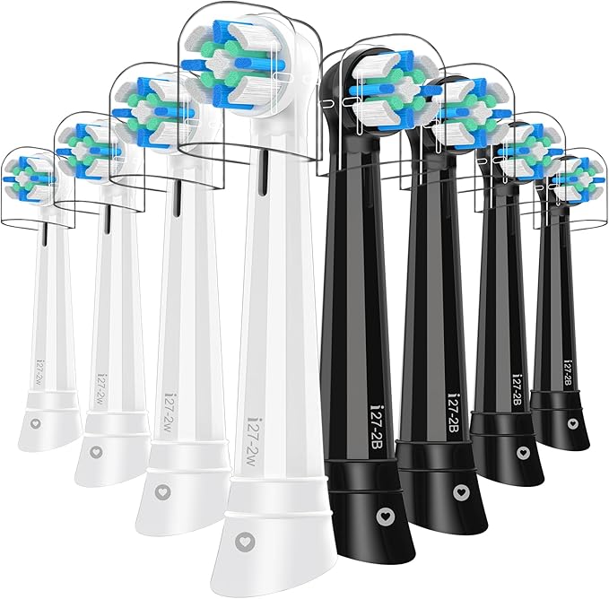 8 Pack IO Replacement Heads Compatible with Oral B IO 2/3/4/5/6/7/8/9/10/Deep Clean Series Electric Toothbrush, Brush Heads Refill Compatible with Oral B IO for Teeth and Gums Care (Black/White)