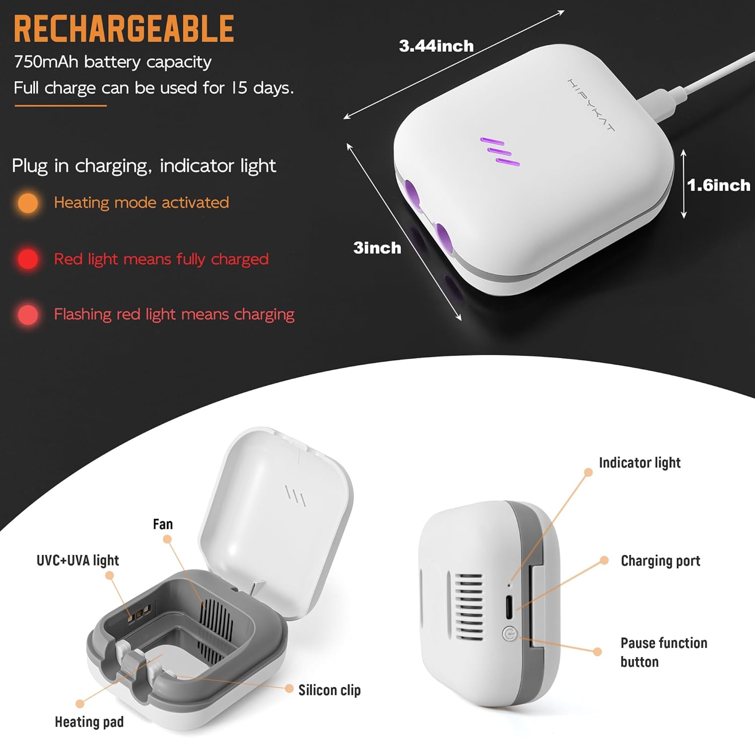 Toothbrush Sanitizeri Case with U V-C Lights, Dryer Heating, Fan Drying - Rechargeable Portable Toothbrush Cover, Hook Wall Mount Sterilizeri Box for Home, Travel & Fits All Toothbrushes