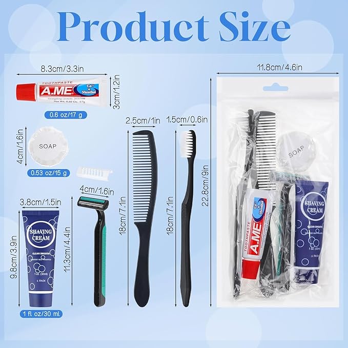 Disposable Toiletry Kits, 6 In 1 Bulk Travel Size Hygiene Care Packages,Essential Men Women Individually Wrapped Personal Toiletries Set for Hotel, Charity/Guests/Shelter/Homeless (5 Pack)