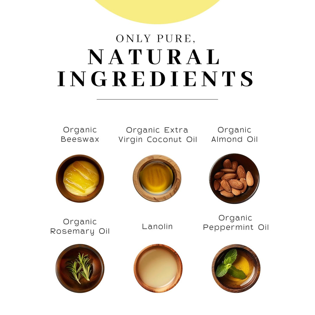 Vanman’s - Handmade Peppermint Beeswax Lip Balm (9 Pack) - Peppermints Lip Balm with Rosemary, Almond and Coconut Oil - Bee Balm with Vitamin E - Peppermint Balm Ideal for Dry Lips - 2 oz