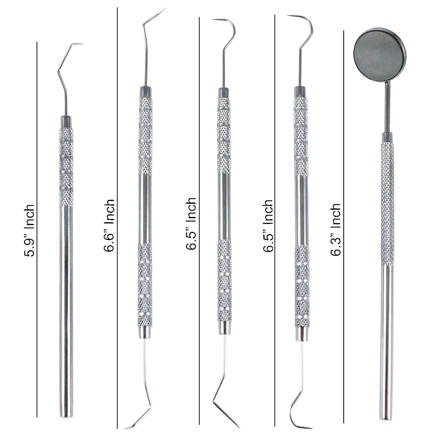 Professional Dental Tools - Dental Pick, Dental Scaler for Tartar Plaque Remover Tooth Cleaner Teeth Scraper Dentist Hygienist Kit Sickle Scaler Teeth Cleaning Set Stainless Steel 5 Pc By Krisp Beauty