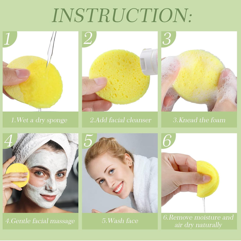 Sieral 120pcs Compressed Facial Sponges Disposable Natural Face Sponges Round Soft Pads with Container for Washing Face Cleansing Exfoliating Esthetician Makeup Removal Travel(Multicolor)