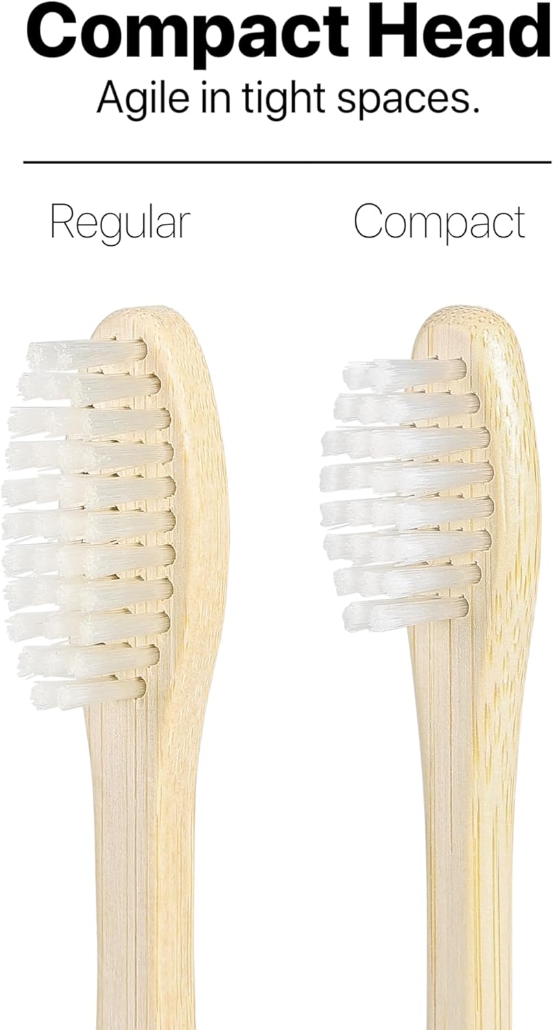 Sea Turtle Plant-Based Bristles, Compact Bamboo Toothbrushes, Soft Natural Toothbrush for Adults (4 Pack)