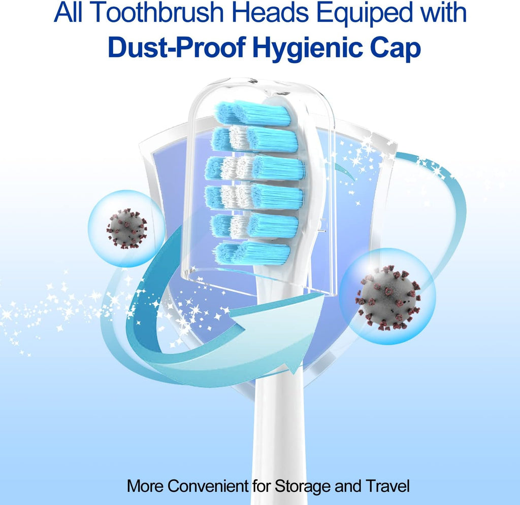 Replacement Toothbrush Heads for Philips Sonicare Click-on Handles, Medium Soft Electric Brush Heads Refills, 8 Pack