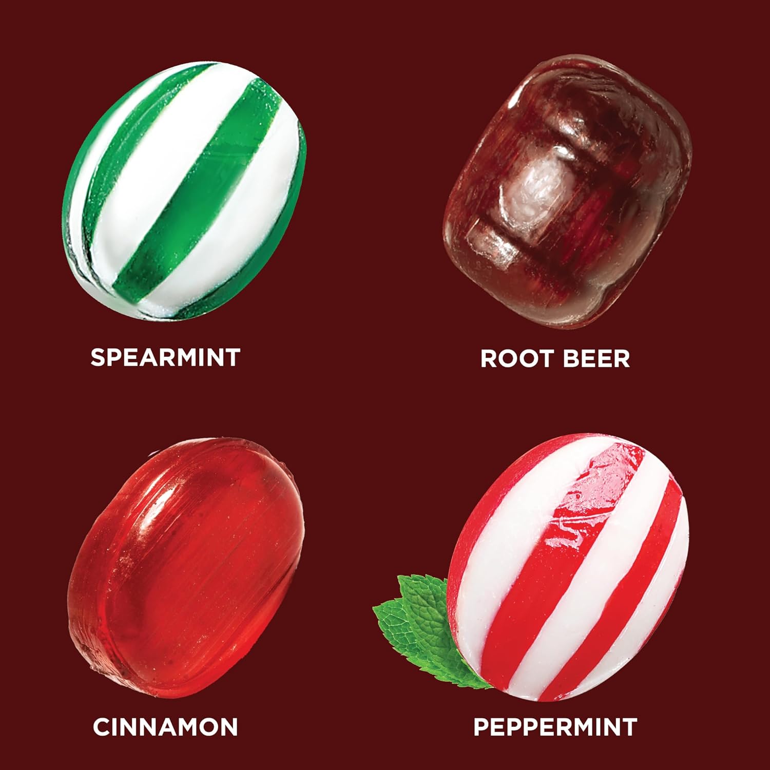Hard Candy Assortment - 2 Pound Bulk Pack (About 180 Count) - Root Beer Barrels, Cinnamon, Peppermint, Spearmint