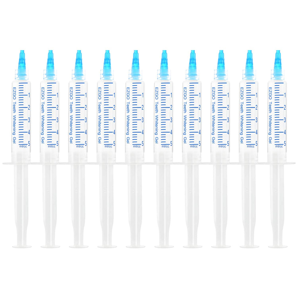 EZGO 10 Pack Teeth Whitening Gel Refills 22% Bleaching Gel, No Sensitive Teeth Whitener, Great for Sensitive Tooth Whitening, Carbamide Peroxide Teeth Whitening Gel, Mint Flavor (10X 5ML)
