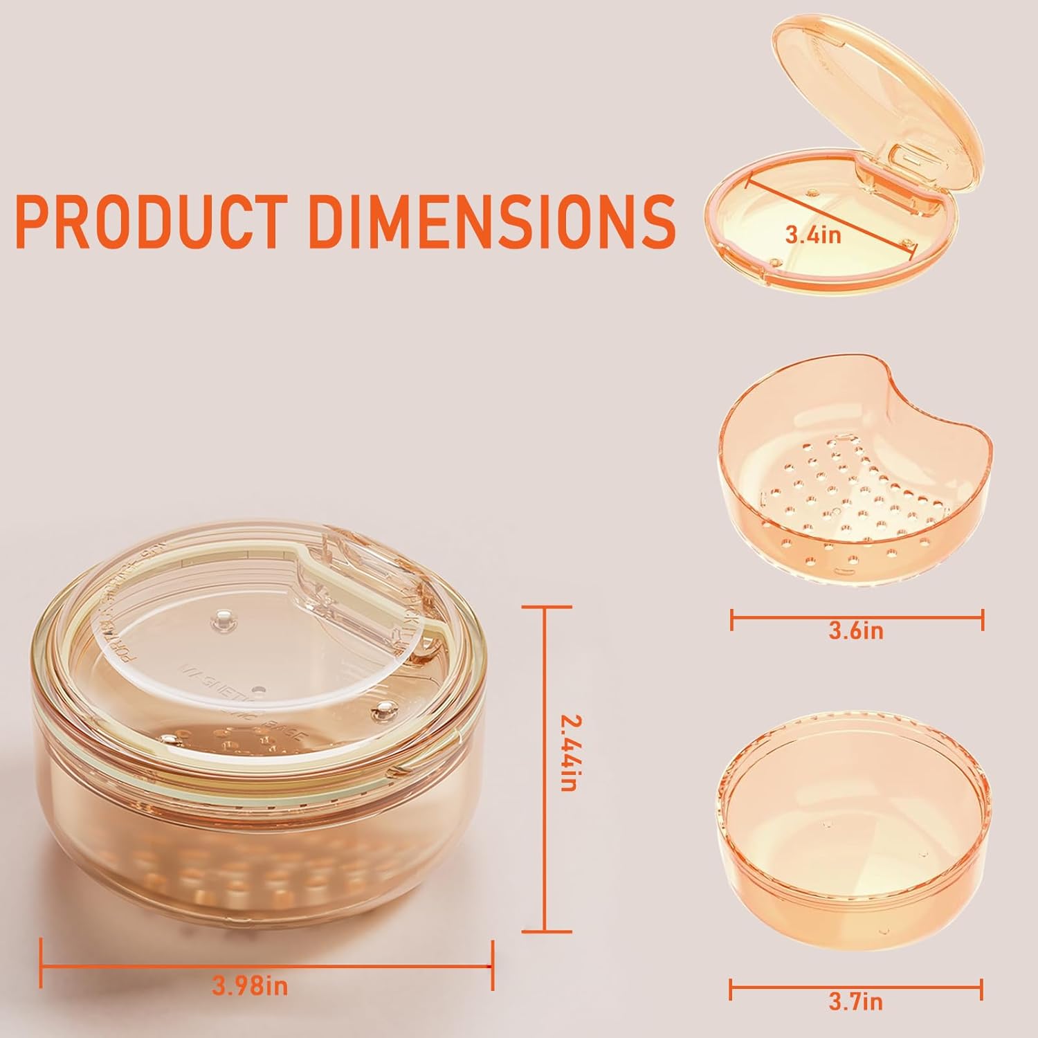 2 in 1 Retainer Case Retainer Bath Case for Cleaning and Store Retainer Mouth Guard Aligner Night Guard Partial Denture, All-in-one Retainer Bath and portable storage case