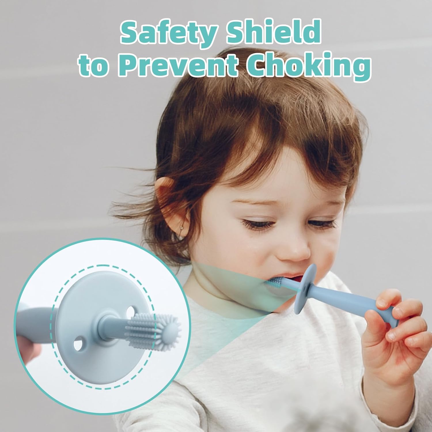 BumbleBee 360° Silicone Toothbrush & Finger Toothbrush Set - Soft Silicone Toothbrush for Baby, Infant Toddler - Baby Training Toothbrush Set Oral Care Kit - Misty Blue