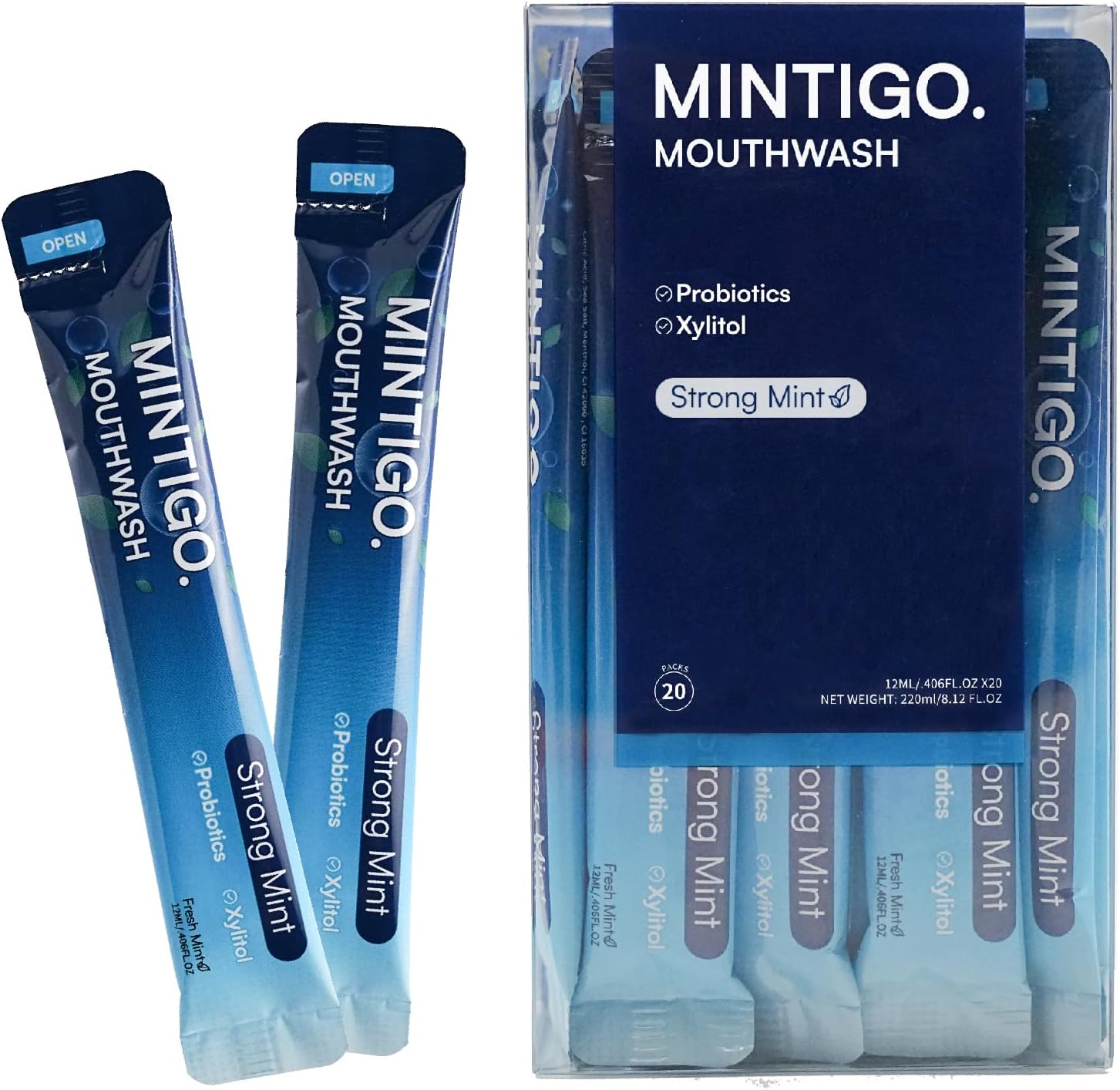 Mouthwash Travel Size Portable Packets to Go, Alcohol Fluoride Free Strong Mint for Travel Essentials, Travel Mouth Wash for Superior Oral Hygiene, 20 Individual Travel Mouthwash Packets (Pack of 20)