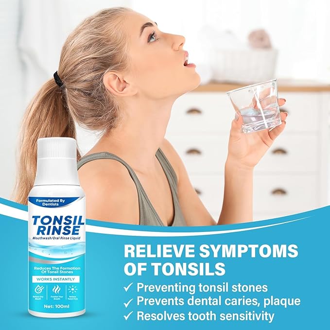 Tonsil Stone Mouthwash, Tonsil Stone Remover Rinse Liquid Help Soothe Tonsils, Mint Flavor Mouthwash Freshen Breath, Eliminate Oral Odor, 100ML