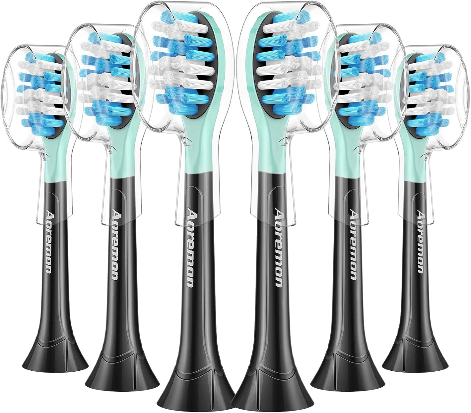 Aoremon Replacement Toothbrush Heads for Philips Sonicare C3 Premium Plaque Control HX9044/65 G3 Gum Care HX9054/65 W3 4100 5100 6100 7500 C1 C2 Flexcare Diamondclean HealthyWhite, 6 Count, Black