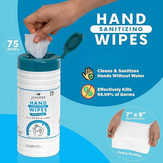 4 Pack Hand Sanitizing Wipes, 300 Count Canister Disposable Hand Sanitizer Wipes, Fresh Scent, Lint Free & Durable