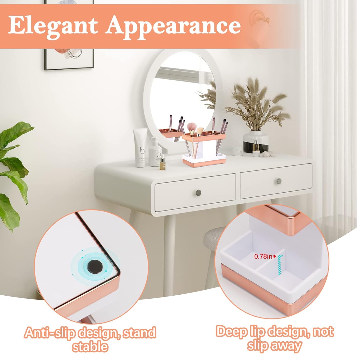 Chintu Kids Toothbrush Holder Set Rust Free Family Toothpaste Holder for Bathroom Countertop, Plastic Toothbrush Organizer Stand, Electric Toothbrush Holder Bathroom Shower Accessories Withe/Rose Gold