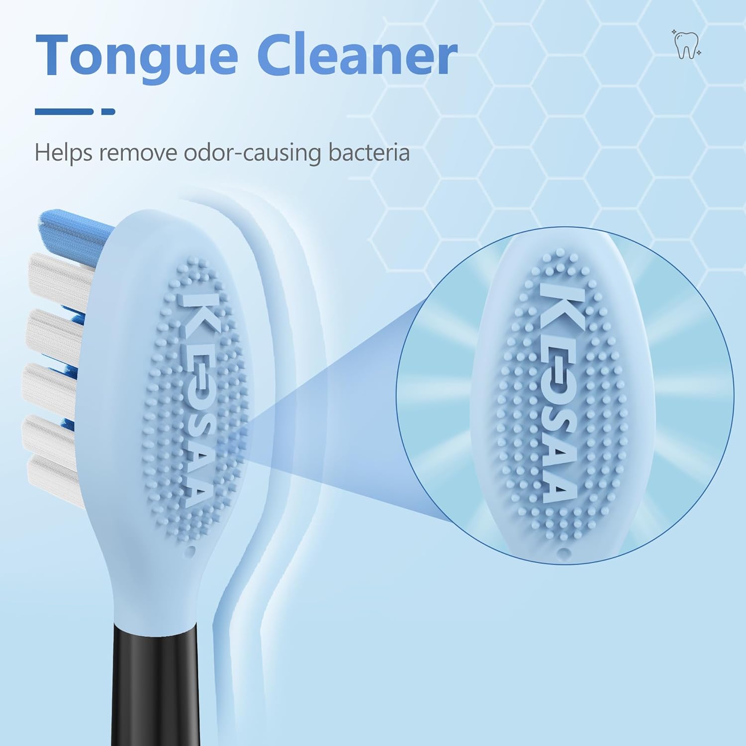 Replacement Toothbrush Heads for Philips Sonicare Electric Toothbrush, 2-in-1 Tongue Cleaner, 8 Pack, Ice Blue,Suitable for Philips Sonicare Heads, C2, C1, C3, W1, W2, W3, G1, G2, G3