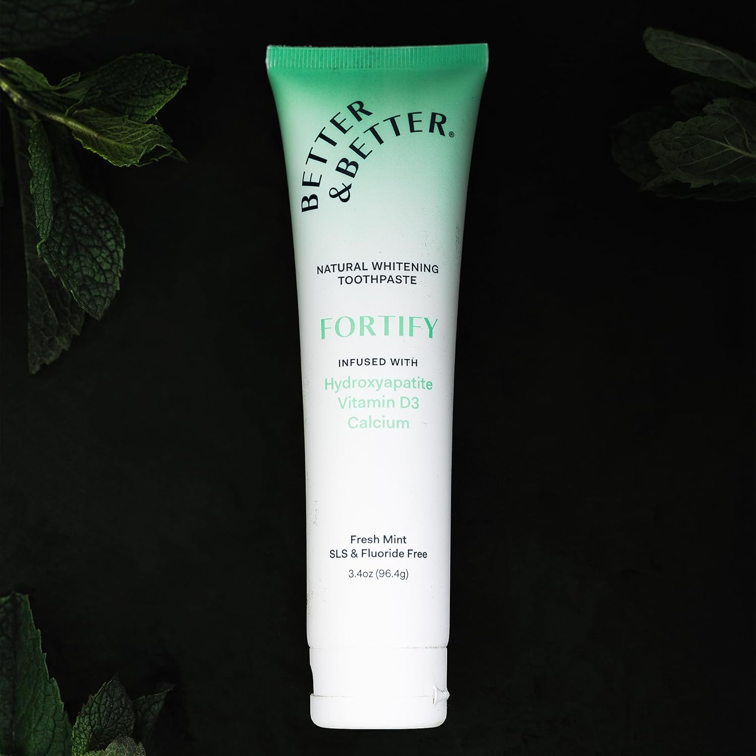 Better & Better Fortify Hydroxyapatite Toothpaste | Infused w/VIT. D & Calcium | Fluoride & SLS Free for Sensitive Brushers | Natural & Vegan Whitening Toothpaste | Fresh Mint Flavor | 3.4oz, 3 Pack