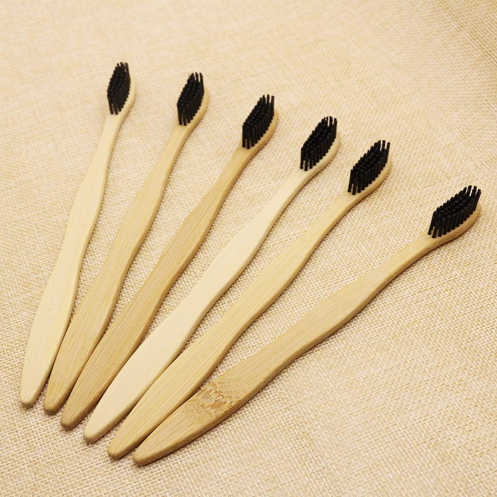 Hard Toothbrush Bamboo Toothbrush for Adult Manual Toothbrsuh Hard Bristles Pack of 6