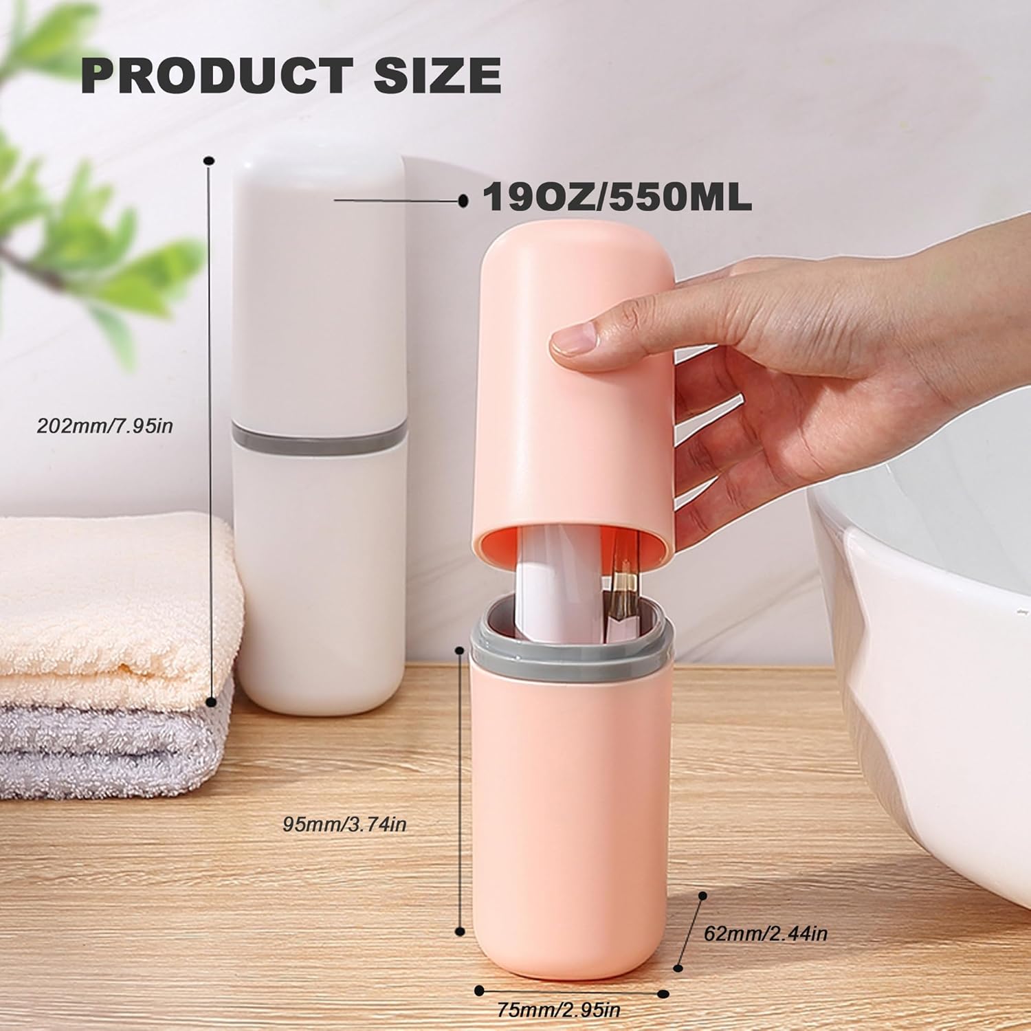 2PCS Toothbrush Travel Case,Multi-Function Portable Toothbrush Cover ,Dustproof Toothbrush Holder ,Suitable for Business Camping Travel or Daily Use(Pink+Blue)