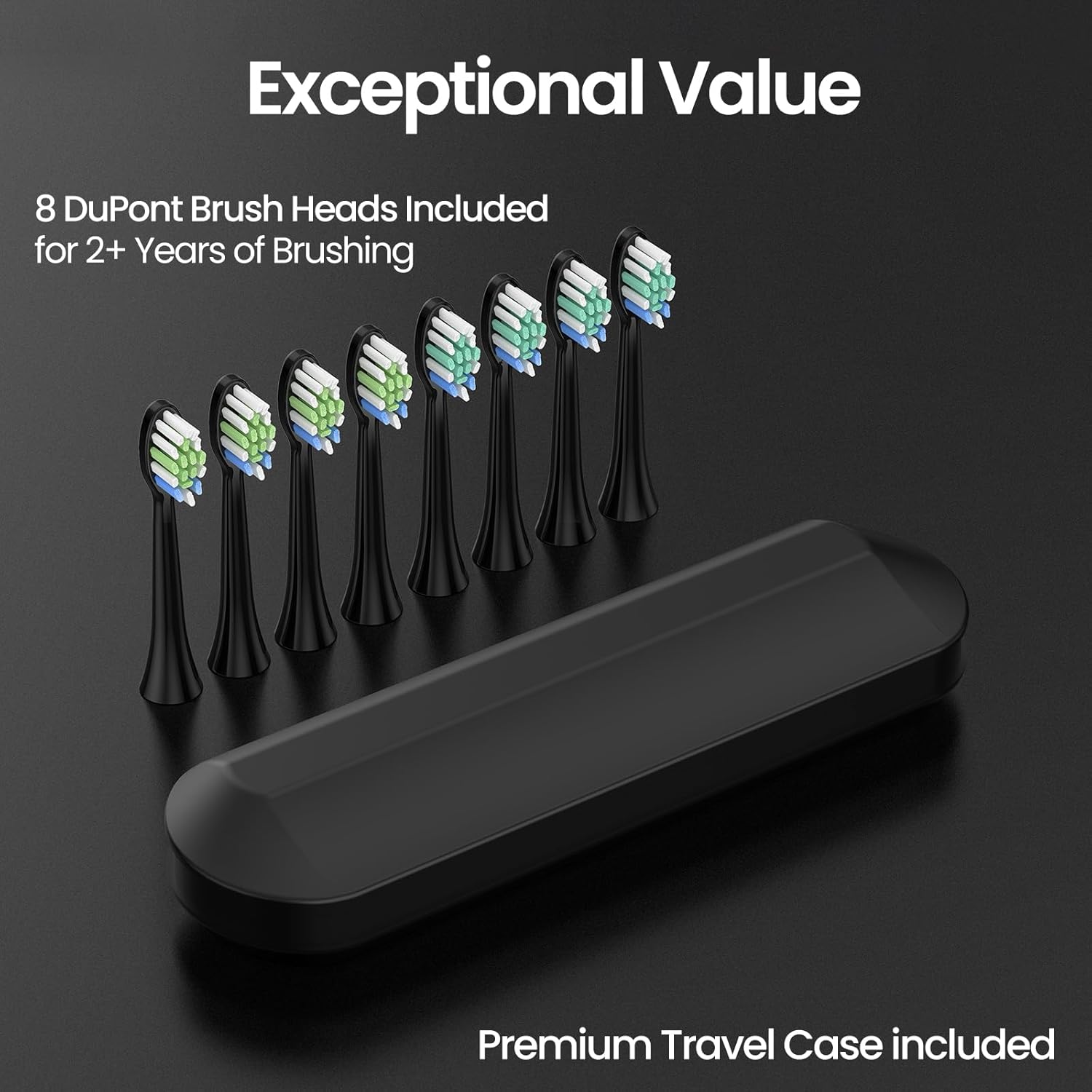 YUNCHI Electric Toothbrush for Adults and Kids, Rechargeable Sonic Electric Tooth Brush with 8 Brush Heads, 90 Days, 5 Models & 2 Minutes Smart Timer, Travel Case, 44000 VPM Motor, Black