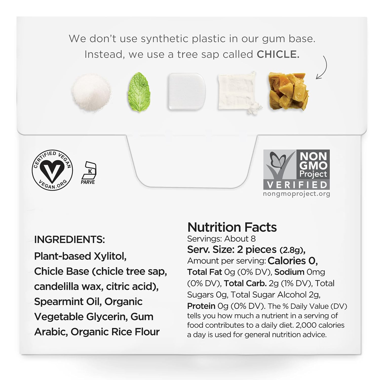 SIMPLY Gum | Dental Gum | Xylitol Chewing Gum - Sugar Free | Spearmint | Pack of Six (90 Pieces Total) | Synthetic Plastic Free + Sugar Free + Aspartame Free