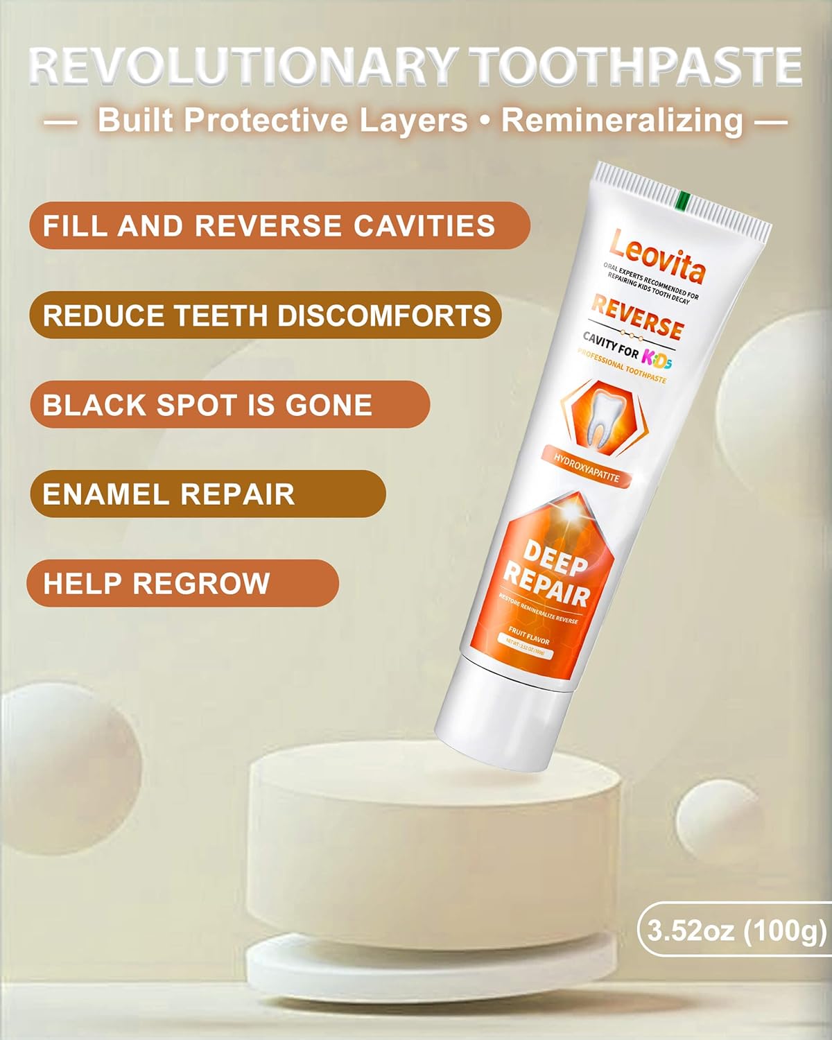 Cavity Reversing Kids Toothpaste - Hydroxyapatite Toddler Cavity Filler, Fluoride Free