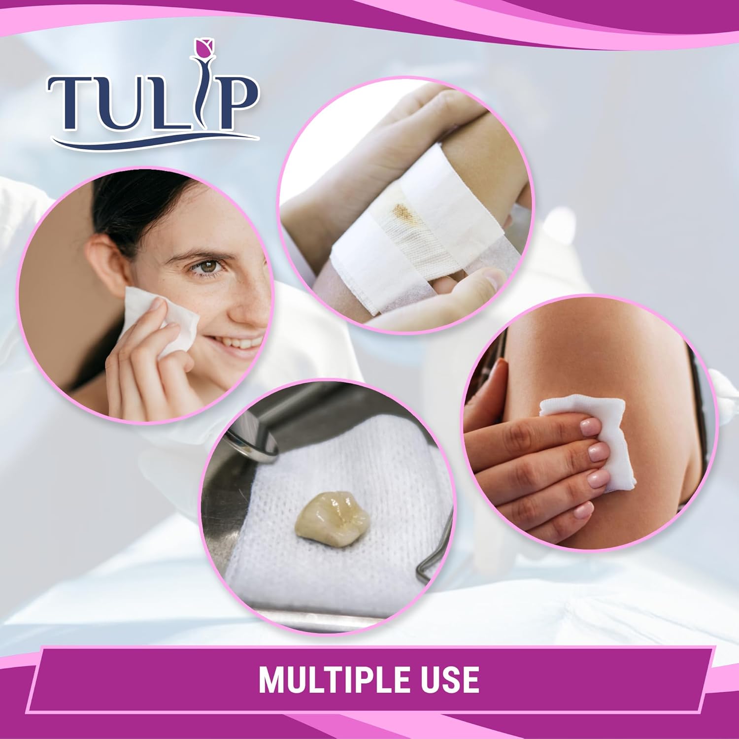 200 Gauze Pads 2x2-4-Ply Non Woven Gauze Sponges - Non Sterile Dental Gauze & Esthetic Wipes - Soft All Purpose Medical Gauze Squares for First Aid Kit, Surgical, Wound Dressing by Tulip