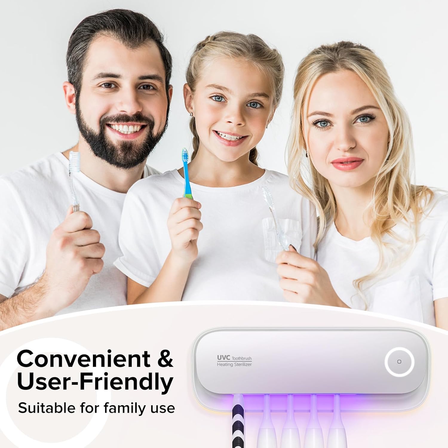 Toothbrush Holders Wall Mounted,5 Slots Tooth Brush Holder for Bathroom,Rechargeable Toothbrush Cleaner with Drying Function,Electric Toothbrush Holder with Cover (White)